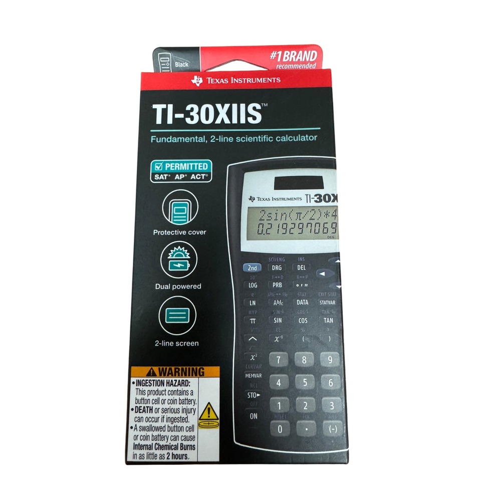 Texas Instruments TI-30XIIS 2-Line Scientific Calculator Black Solar Battery